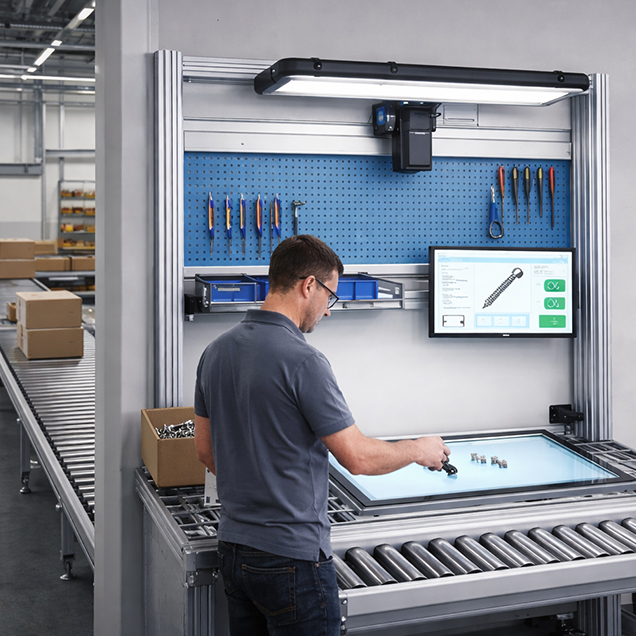 Mitarbeiter am Handarbeitsplatz