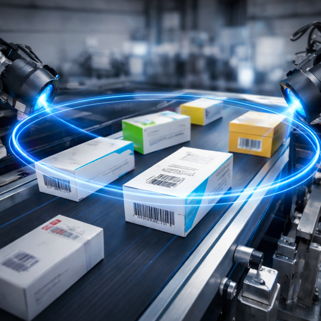 Arzneimittelverpackungen bei 360 Grad Scan